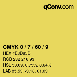 カラーコード: CMYK 0 / 7 / 60 / 9 | qconv.com