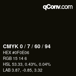 颜色代码: CMYK 0 / 7 / 60 / 94 | qconv.com