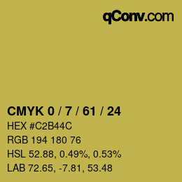 カラーコード: CMYK 0 / 7 / 61 / 24 | qconv.com