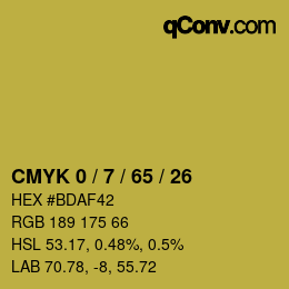 カラーコード: CMYK 0 / 7 / 65 / 26 | qconv.com