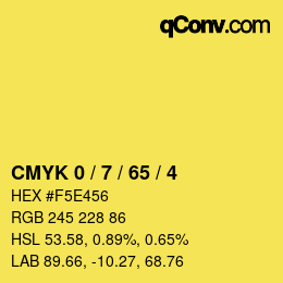 Color code: CMYK 0 / 7 / 65 / 4 | qconv.com