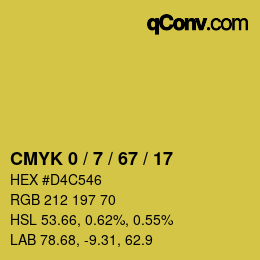 カラーコード: CMYK 0 / 7 / 67 / 17 | qconv.com
