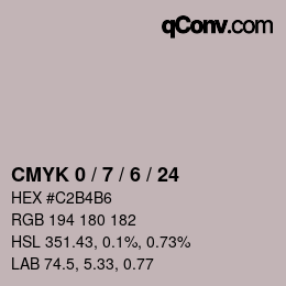 カラーコード: CMYK 0 / 7 / 6 / 24 | qconv.com