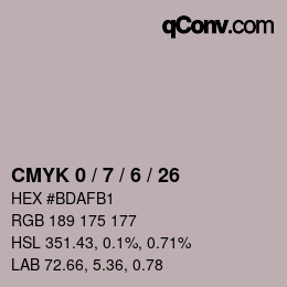 カラーコード: CMYK 0 / 7 / 6 / 26 | qconv.com