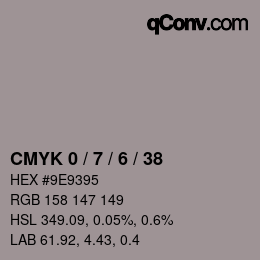 カラーコード: CMYK 0 / 7 / 6 / 38 | qconv.com