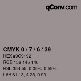 Color code: CMYK 0 / 7 / 6 / 39 | qconv.com