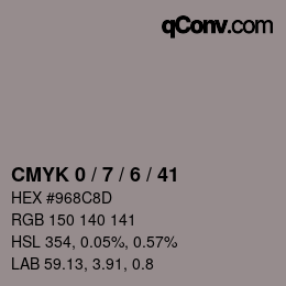 Code couleur: CMYK 0 / 7 / 6 / 41 | qconv.com