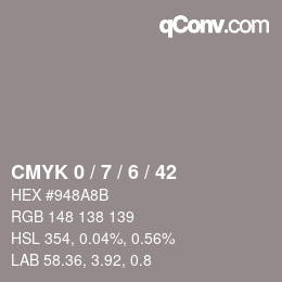 颜色代码: CMYK 0 / 7 / 6 / 42 | qconv.com