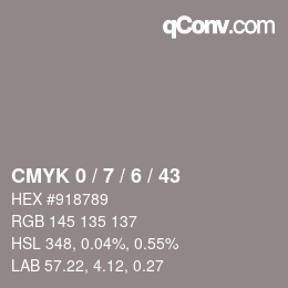 Color code: CMYK 0 / 7 / 6 / 43 | qconv.com