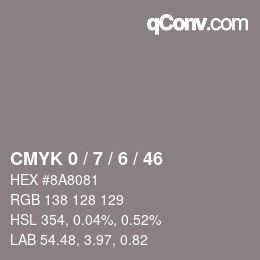颜色代码: CMYK 0 / 7 / 6 / 46 | qconv.com