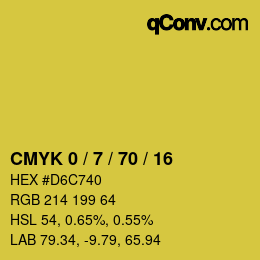 カラーコード: CMYK 0 / 7 / 70 / 16 | qconv.com