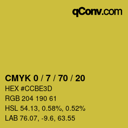 カラーコード: CMYK 0 / 7 / 70 / 20 | qconv.com