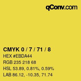 カラーコード: CMYK 0 / 7 / 71 / 8 | qconv.com