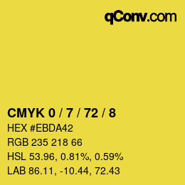 カラーコード: CMYK 0 / 7 / 72 / 8 | qconv.com