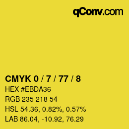 カラーコード: CMYK 0 / 7 / 77 / 8 | qconv.com