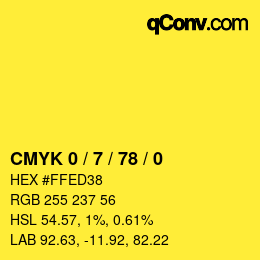 颜色代码: CMYK 0 / 7 / 78 / 0 | qconv.com