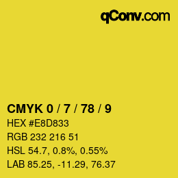 颜色代码: CMYK 0 / 7 / 78 / 9 | qconv.com