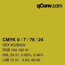 カラーコード: CMYK 0 / 7 / 79 / 24 | qconv.com