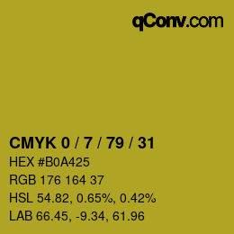 カラーコード: CMYK 0 / 7 / 79 / 31 | qconv.com