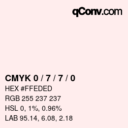 カラーコード: CMYK 0 / 7 / 7 / 0 | qconv.com