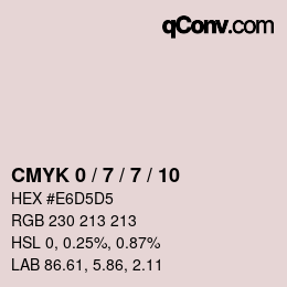 カラーコード: CMYK 0 / 7 / 7 / 10 | qconv.com