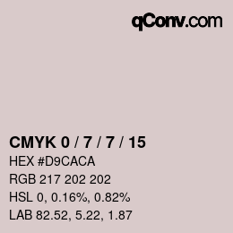 カラーコード: CMYK 0 / 7 / 7 / 15 | qconv.com