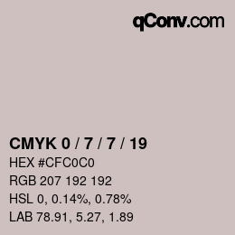 カラーコード: CMYK 0 / 7 / 7 / 19 | qconv.com