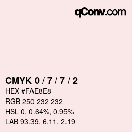 カラーコード: CMYK 0 / 7 / 7 / 2 | qconv.com