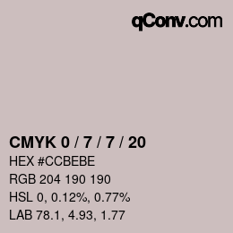 カラーコード: CMYK 0 / 7 / 7 / 20 | qconv.com