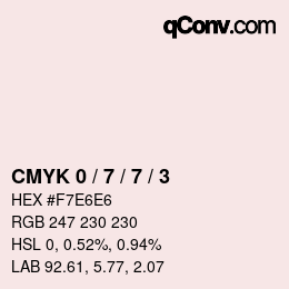 颜色代码: CMYK 0 / 7 / 7 / 3 | qconv.com