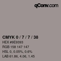 カラーコード: CMYK 0 / 7 / 7 / 38 | qconv.com