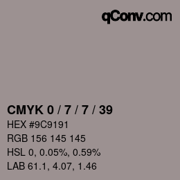 カラーコード: CMYK 0 / 7 / 7 / 39 | qconv.com