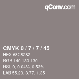 カラーコード: CMYK 0 / 7 / 7 / 45 | qconv.com