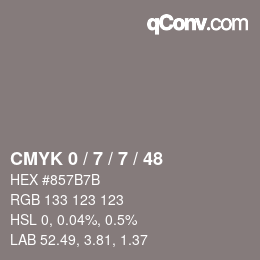 カラーコード: CMYK 0 / 7 / 7 / 48 | qconv.com