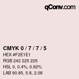 Farbcode: CMYK 0 / 7 / 7 / 5 | qconv.com
