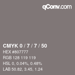 颜色代码: CMYK 0 / 7 / 7 / 50 | qconv.com