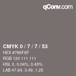 カラーコード: CMYK 0 / 7 / 7 / 53 | qconv.com
