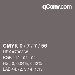 カラーコード: CMYK 0 / 7 / 7 / 56 | qconv.com