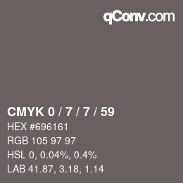 カラーコード: CMYK 0 / 7 / 7 / 59 | qconv.com