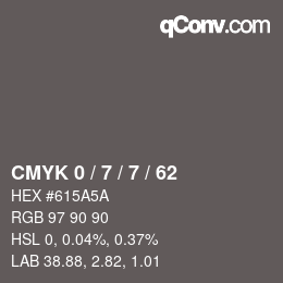 颜色代码: CMYK 0 / 7 / 7 / 62 | qconv.com