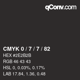 カラーコード: CMYK 0 / 7 / 7 / 82 | qconv.com
