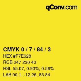 Color code: CMYK 0 / 7 / 84 / 3 | qconv.com