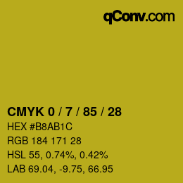 カラーコード: CMYK 0 / 7 / 85 / 28 | qconv.com