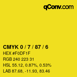 カラーコード: CMYK 0 / 7 / 87 / 6 | qconv.com