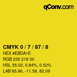 カラーコード: CMYK 0 / 7 / 87 / 8 | qconv.com
