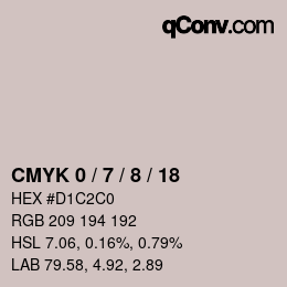 カラーコード: CMYK 0 / 7 / 8 / 18 | qconv.com