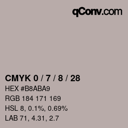 颜色代码: CMYK 0 / 7 / 8 / 28 | qconv.com