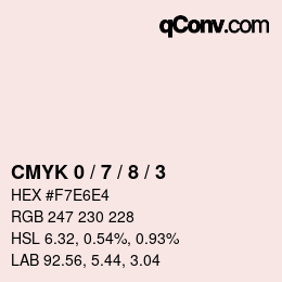 Farbcode: CMYK 0 / 7 / 8 / 3 | qconv.com