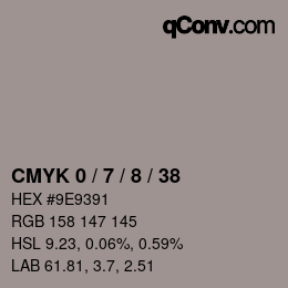 颜色代码: CMYK 0 / 7 / 8 / 38 | qconv.com