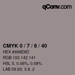 カラーコード: CMYK 0 / 7 / 8 / 40 | qconv.com